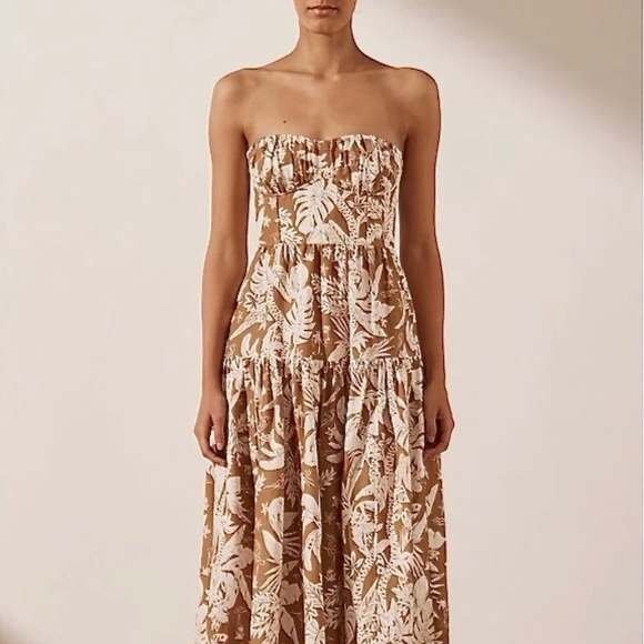 Shona Joy Kiana Strapless Rouched Midi Dress size S - Picture 2 of 11